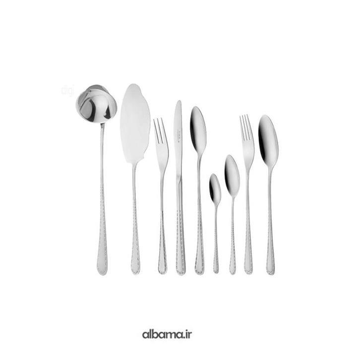 سرویس قاشق و چنگال 57 پارچه ناب استیل مدل برلین دور طلایی